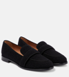 Aquazzura Martin Grosgrain-trimmed Suede Loafers In Black