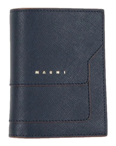 Marni Woman Wallet Midnight Blue Size - Bovine Leather In Blue