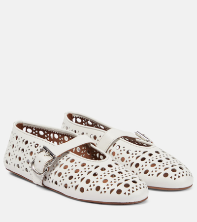 Alaïa Vienne Leather Ballet Flats In White