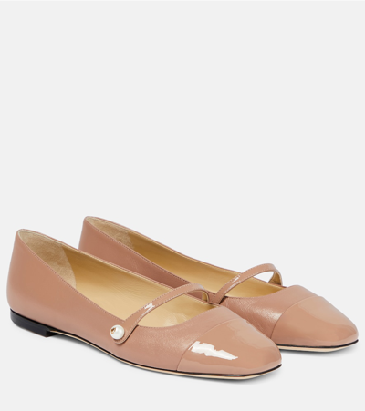 JIMMY CHOO ELISA LEATHER BALLET FLATS