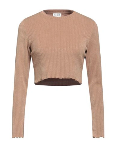 Berna Woman Sweater Camel Size M Viscose, Polyamide, Polyester In Beige