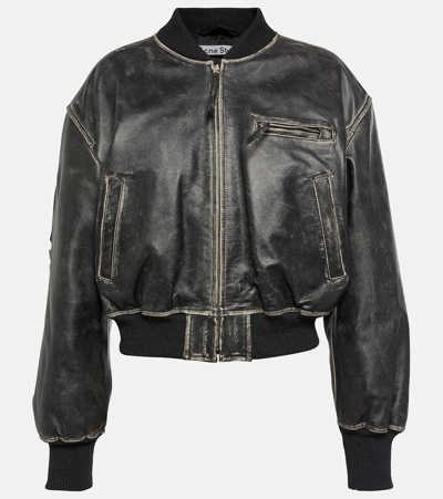 ACNE STUDIOS CROPPED LEATHER BOMBER JACKET