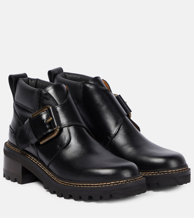 See By Chloé Leather Ankle Boots In Black