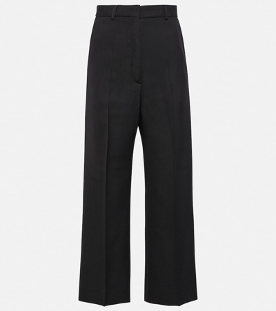 Acne Studios High-rise Pleated Straight Trousers In Black