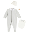 Bonpoint Baby Onesie, Hat And Bib Set In Blue