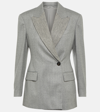 Brunello Cucinelli Single-breasted Button-fastening Blazer In Grey