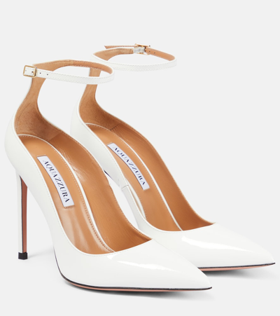 Aquazzura Love Affair Patent Leather Pumps In White