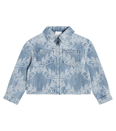 Burberry Kids' Logo Denim Jacket In Blue