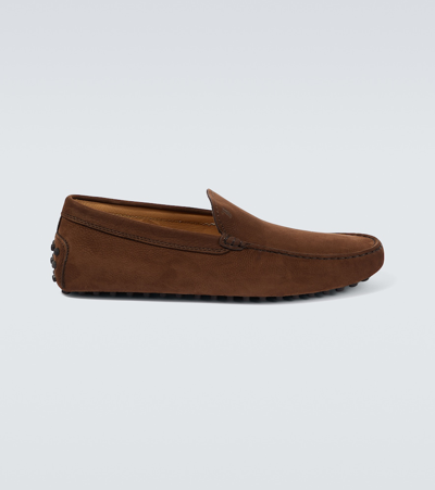 Tod's Gommino Suede Driving Shoes In Brown