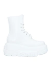 Casadei Woman Ankle Boots White Size 10 Textile Fibers, Soft Leather In White