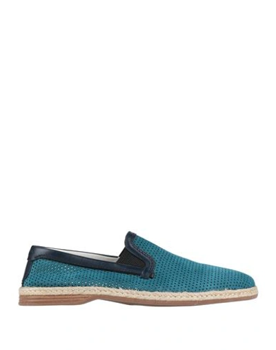 Dolce & Gabbana Man Espadrilles Deep Teal Size 8 Goat Skin, Calfskin In Green