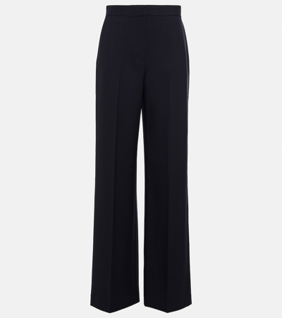 The Row Delton Wool Straight Leg Trousers In Blue