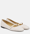 Jimmy Choo Elisa Embellished Leather Ballet Flats In White