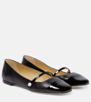 Jimmy Choo Elegant Ballerina Flat Shoes With Patent And Nappa Leather Detailing In Black