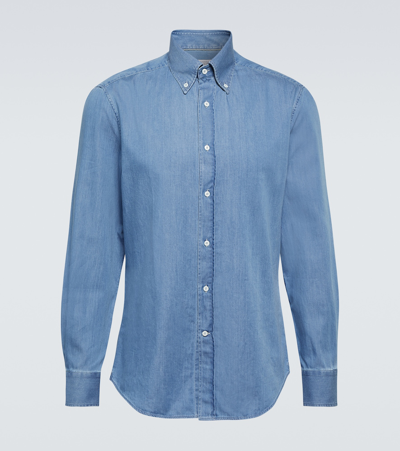 Brunello Cucinelli Long Sleeve Denim Shirt In Blue