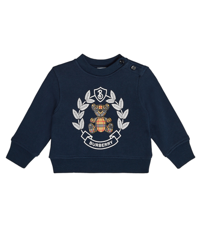 Burberry Babies' Thomas Bear Print Cotton Sweatshirt In Blue