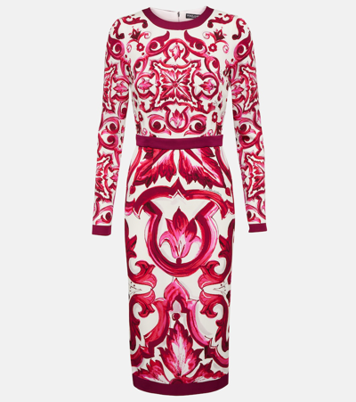 Dolce & Gabbana Majolica-print Pencil Midi Dress In Multicolor