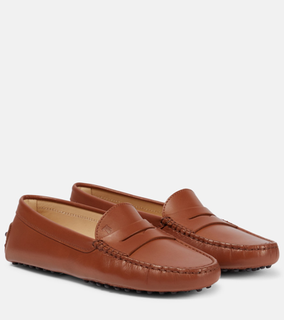 Tod's Gommino Leather Driving Shoes In Brown
