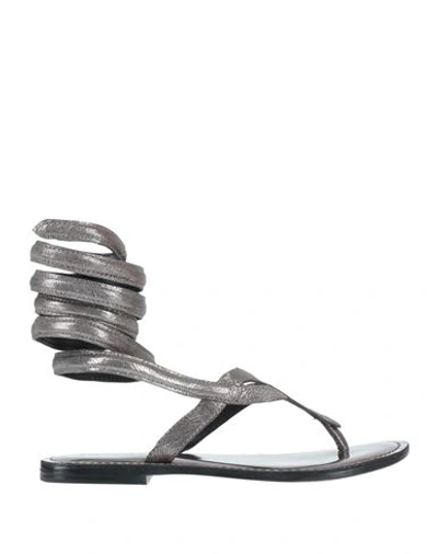 Cb Fusion Woman Toe Strap Sandals Lead Size 9 Soft Leather In Grey