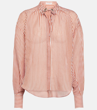 Brunello Cucinelli Striped Cotton-blend Shirt In Multicoloured