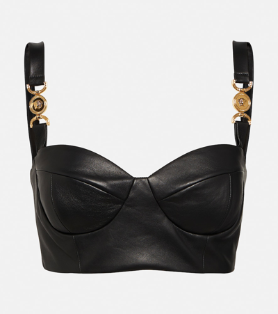 Versace Medusa '95 Leather Bustier Top In Black