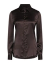 Saint Laurent Woman Shirt Dark Brown Size 8 Silk