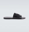 Dolce & Gabbana Black Sandals With Dg Logo Cut-out In Leather Man In Black