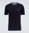 Brunello Cucinelli Men Cotton Jersey Crew-neck T-shirt With Logo And Faux-layering In Black