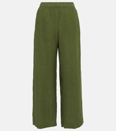 Velvet Lola High-rise Wide-leg Linen Pants In Green