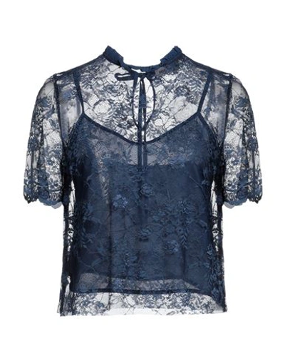 Rebel Queen Woman Blouse Blue Size M Polyamide