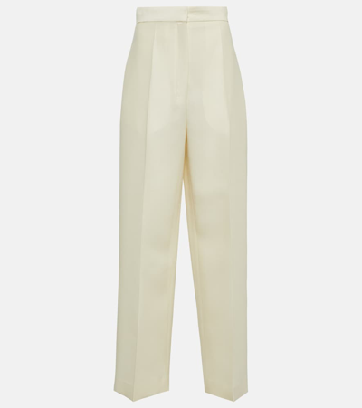 The Row Gordon Wide-leg Wool Trousers In Pale Moon