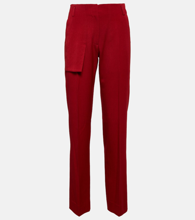 Victoria Beckham High-rise Straight Trousers In Red