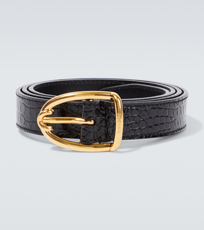 Tom Ford Croc-effect Leather Belt In Black