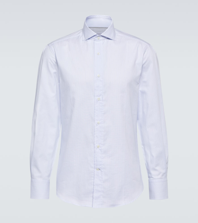 Brunello Cucinelli Cotton Shirt In <p>long-sleeve Cotton Shirt From  Featuring Light Blue, Cotton, Button-down Collar