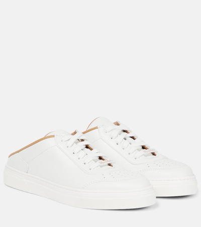 Max Mara Slide Leather Sneakers In White