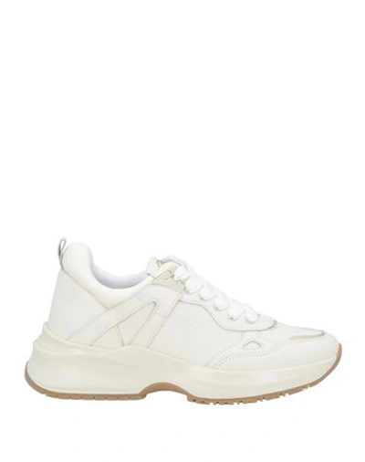 Liu •jo Woman Sneakers Ivory Size 11 Calfskin, Textile Fibers In White