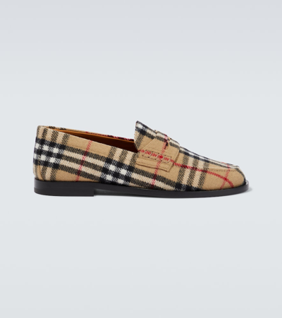 Burberry Hackney Check Penny Loafer In Beige