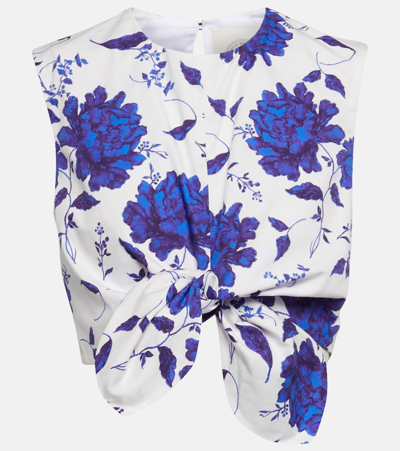 Emilia Wickstead Sierra Tie-waist Floral-print Cotton Cropped Top In Multicolor