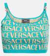 Versace Logo-print Cropped Cardigan In Blue