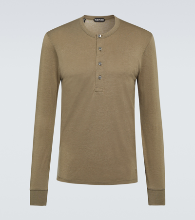 Tom Ford Henley Shirt Aus Jersey In Green