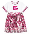 Dolce & Gabbana Majolica-print Short-sleeve Dress In Pink