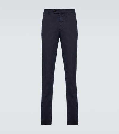 Brunello Cucinelli Cotton-blend Slim Pants In Blue