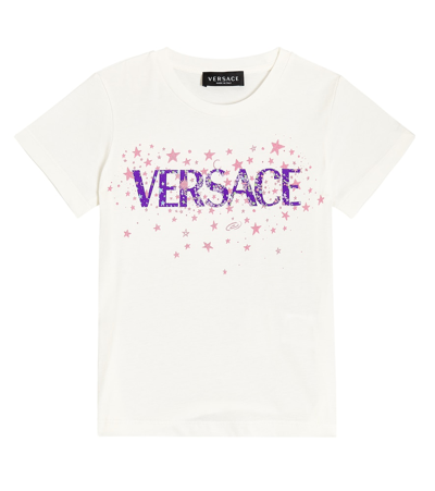 Versace Kids' Little Girl's & Girl's Logo Star Jersey T-shirt In White Multi