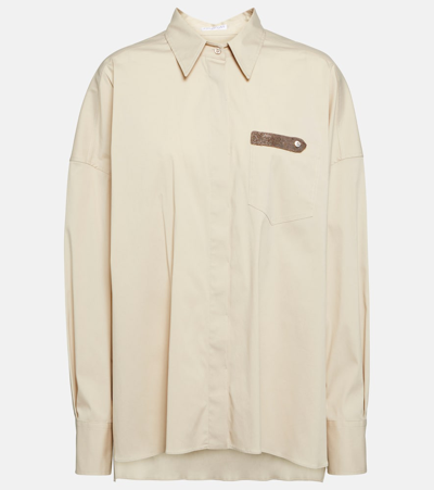 Brunello Cucinelli Cotton-blend Shirt In Beige