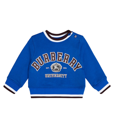 Burberry Baby Logo Cotton Sweatshirt In Blue