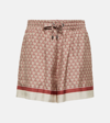 Brunello Cucinelli Printed Silk Shorts In Brown