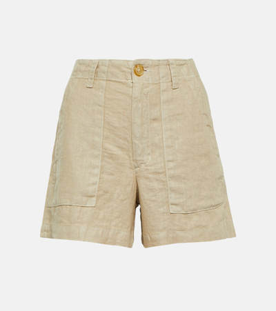 Velvet Fallon Linen Shorts In Beige