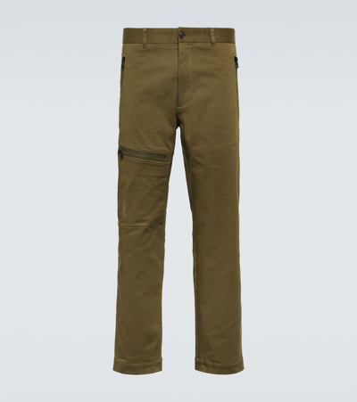 Moncler Cotton Gabardine Trousers In Brown