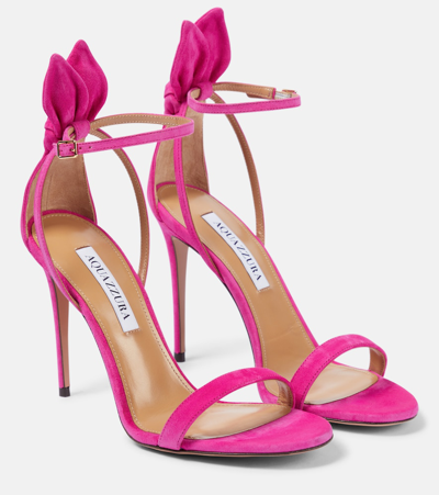 Aquazzura Bow Tie 105 Suede Pumps In Pink