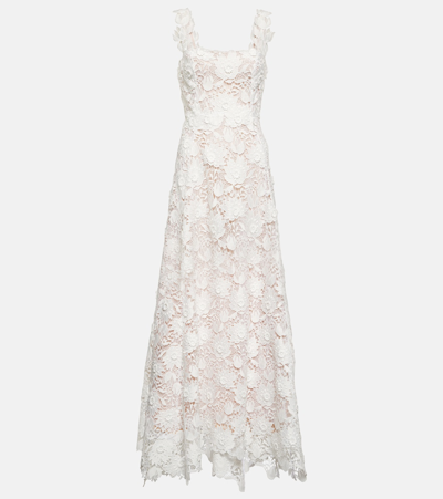 Oscar De La Renta Guipure Lace Maxi Dress In White